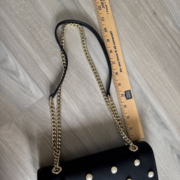 Zac Posen Earthette Pearl Lady Mini Chain Leather Purse Bag NEW Black & Gold‎ - Picture 10 of 10